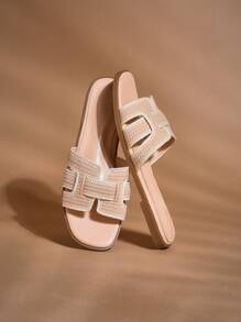 SHUZIA 女士时尚休闲方头一脚蹬舒适平底凉鞋