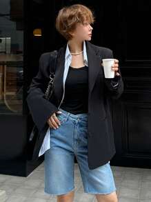 DAZY Short en jean ample et asymétrique pour femmes