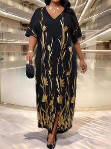 SHEIN Lady Spring And Summer Elegant Commuting Office Colorful Woven Metallic V Neck Split Tunic Dress Kaftan Dress Long Short Sleeve Plus Size Dresses Plus Size Abayas Elegant Women Dresses Classy Outfits Modest Dress Abaya Dress Summer Summer Outfits For Women Summer Dresses For Women Spring Outfits For Women Spring Dresses For Women Easter Dress Women Summer Clothes Women Festival Outfits For Women Spring Break Outfits Spring Break Dresses Modesty Clothes Women Plus Size Dress Elegant Abaya Women Plus Size Summer Clothes Plus Size Summer Dresses Plus Size Dresses Summer Plus Size Dresses Women Women Clothing Summer Dress Summer Women Dresses Summer Summer Outfit For Women Festival Outfits Festival Festival Outfit Festival Festival Outfits Women - Multicolor - View 7