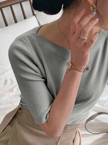 DAZY Women's Plain Fitted Elegant Knit Undershirt