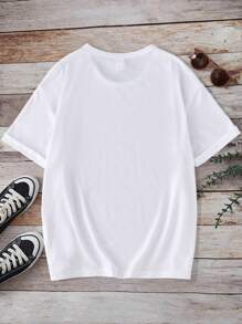 少女休闲可爱卡通贝壳印花短袖 T 恤，兄弟姐妹 T 恤/配套 T 恤（2 件单独出售） - 白色 - 查看 2