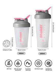 1 pieza Botella mezcladora deportiva para proteínas con agitadores, botella deportiva, botella de agua para exteriores
