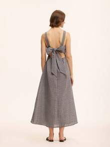 Chiquease Rochie elegantă din in pentru femei, cu design de bani vechi - Alb-negru - Vizualizare 6