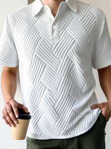 Manfinity Homme Ropa de hombre Manfinity Mode con superficie de textura sólida: Camisa de vestir roja, camisa con cuello, ropa casual, chaqueta tipo polo, ropa casual blanca, chaqueta comercial, ropa diaria para ir al trabajo, regalos para hombres.