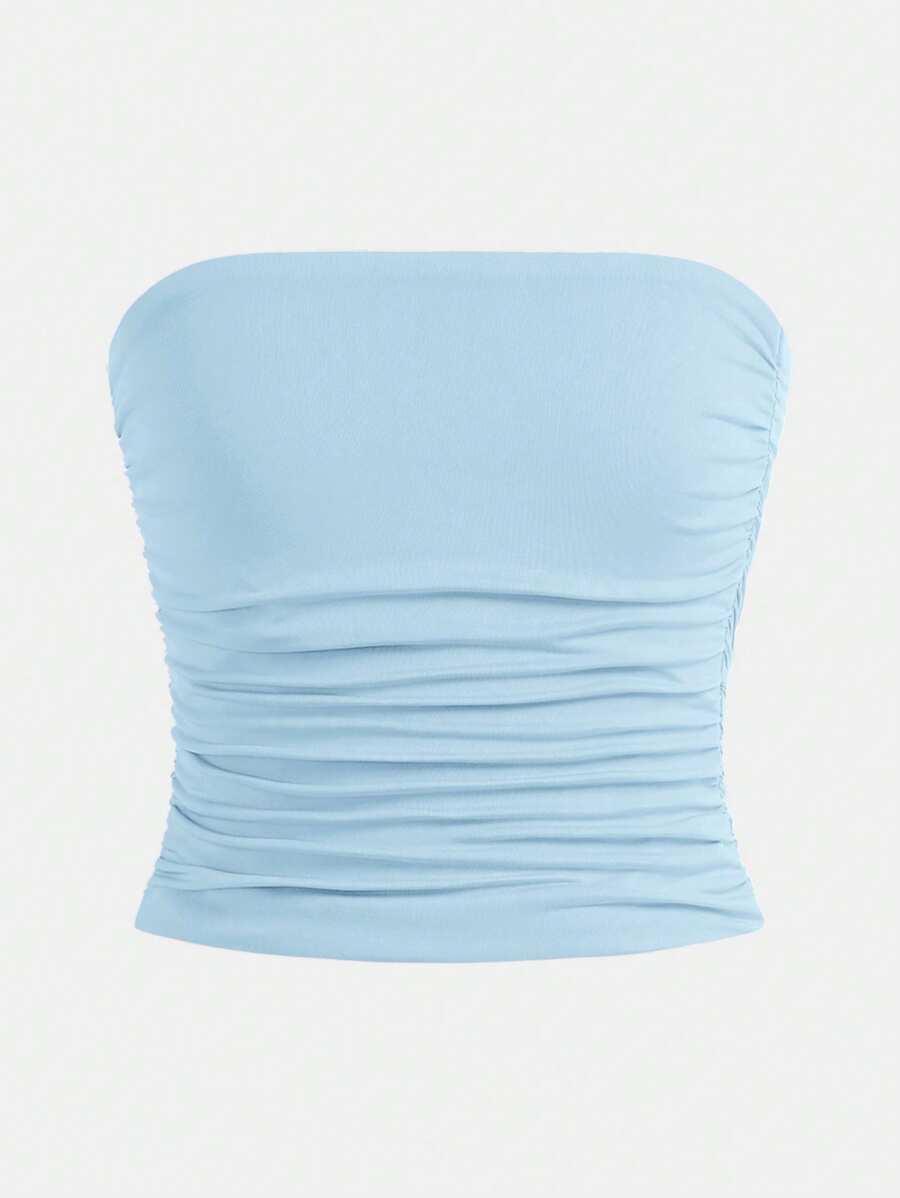 Tween-Mädchen Seitlich gerüschtes Tube-Top, bequem und minimalistisch