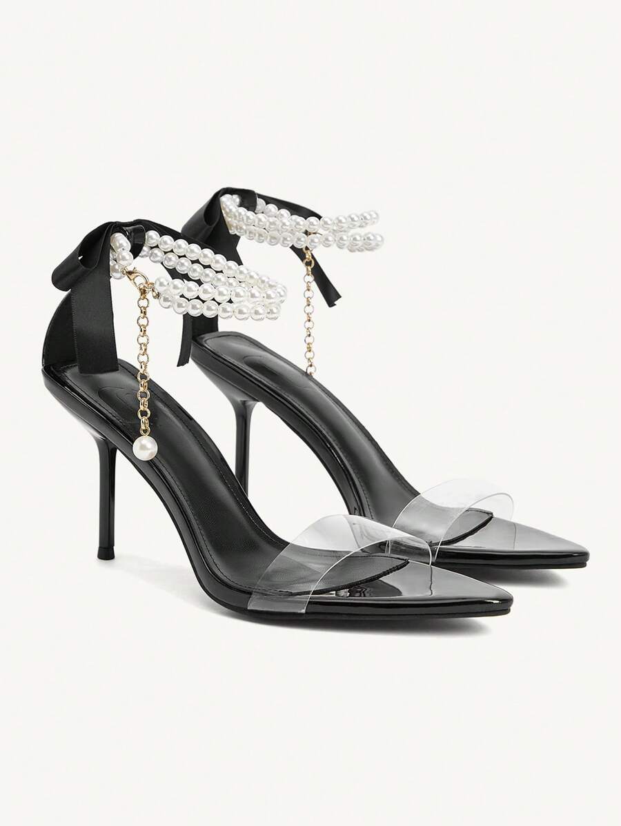 CUCCOO CHICEST Women's Pointed Toe High Heel Sandals, Sexy 9CM Stiletto, Suitable For Summer Dress, Wedding, Valentine's Day - Black - View 1