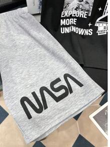 Dozemod Kids Tween Boy Tricou cu mânecă scurtă și pantaloni scurți cu litere cu imprimeu vintage, 2 piese, costum de pijama casual