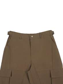 Manfinity LEGND 男士美式直筒宽松纯色多口袋休闲工装卡其裤，修身，工装裤，卡其裤，情人节男士 - 咖啡棕 - 查看 4