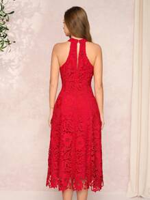 Amorya Women's Red Lace Valentine's Day Halter Dress Fashion Business Casual Woman  Going Out Dresss Women  Summer Outfits For Women,Summer Outfits For Women,Sundress,Spring Break,Lace Floral Dress  Wedding Guest Dress Women