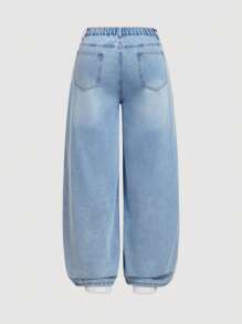 SHEIN MOD Jeans amples et larges à taille basse en couleur unie avec poches, style décontracté et polyvalent. Jeans boyfriend, jeans Y2K, pantalon de Noël