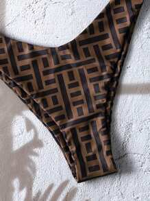 Elavelle Springbreak Women's Random Print Tie-Knot Spaghetti Strap High Cut Sexy Bikini Set For Summer - Multicolor - View 5