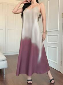 DAZY Robe décontractée mi-longue pour femmes avec imprimé tie-dye à bretelles spaghetti ample - Multicolore - Voir 4