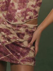 MUSERA 低腰纹理印花蕾丝迷你裙，性感可爱，适合伊比沙岛夏季俱乐部度假，波西米亚风，禁忌花园，复活节 - 彩色 - 查看 3