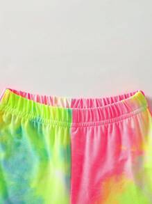 2 件套女婴休闲扎染短上衣和喇叭裤套装，春夏