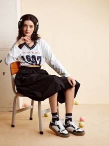 CUCCOO EASI Women's Casual Comfortable Sporty Shoes With Color Blocking, Suitable For Daily Wear Tainers - Black and White - View 5