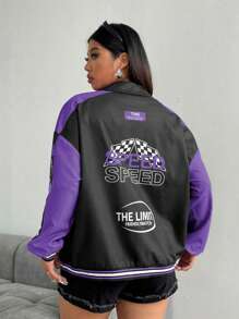 POPSWAY Plus Size Women's Patchwork Jacket