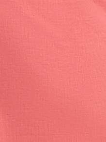 Nöista Pink Asymmetrical Linen Dress With Cascading Ruffles, Lace-Up Ties, And Criss-Cross Straps. Adjustable Back Straps, Perfect For Spring And Summer Occasions Like Graduation Or Easter. - Coral Orange - View 8