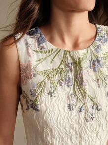 Anewsta Women's Elegant Romantic Date/Party Embroidered Floral Sleeveless Dress, Ideal For Spring & Summer, Casual Vacation, Festival, Wedding Guest - Apricot - View 3