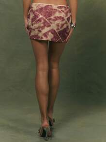 MUSERA 低腰纹理印花蕾丝迷你裙，性感可爱，适合伊比沙岛夏季俱乐部度假，波西米亚风，禁忌花园，复活节 - 彩色 - 查看 5