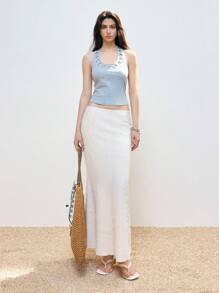 LYSMO Damen ärmelloses, perforiertes Trägertop mit figurbetonter Passform, Sommer