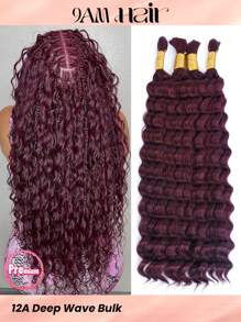 99J Burgundy Crochet Human Hair For Boho Braids 100g/Pc Red Deep Wave Bulk Human Hair For Knotless Braids 12A 100% Unprocessed Brazilian Virgin Hair Extensions Bulk Bohemian 18-22 Inch Halloween Costumes