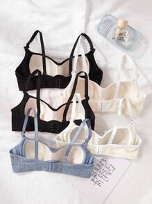 SHEIN 5 件/套 少女无钢圈轻垫聚拢文胸舒适内衣套装 - 彩色 - 查看 2