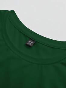 Manfinity Homme Plus Size Men's Casual Solid Color Green Short Sleeve T-Shirt Top - Green - View 3