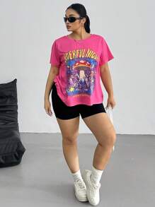 Flirla 大码女式扎染图案圆领短袖休闲宽松 T 恤图案 T 恤女式上衣