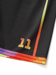 SHEIN 2pcs/Set Boys Active Sports Vest Top And Shorts Outfit, Comfortable For Running, Training, Outdoor Fitness, Football, Basketball, Cycling