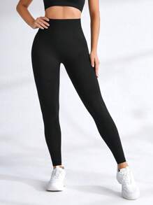 Seamluxe SHEIN Sport Legginsy do jogi Bezszwowe legginsy treningowe wyszczuplające brzuch z szerokim paskiem podnoszącym tyłek