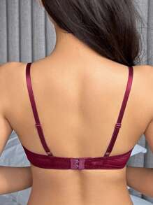 DAZY Semi-Sheer Lace Padded Sexy Bra Lingerie For Women - Red Violet - View 2
