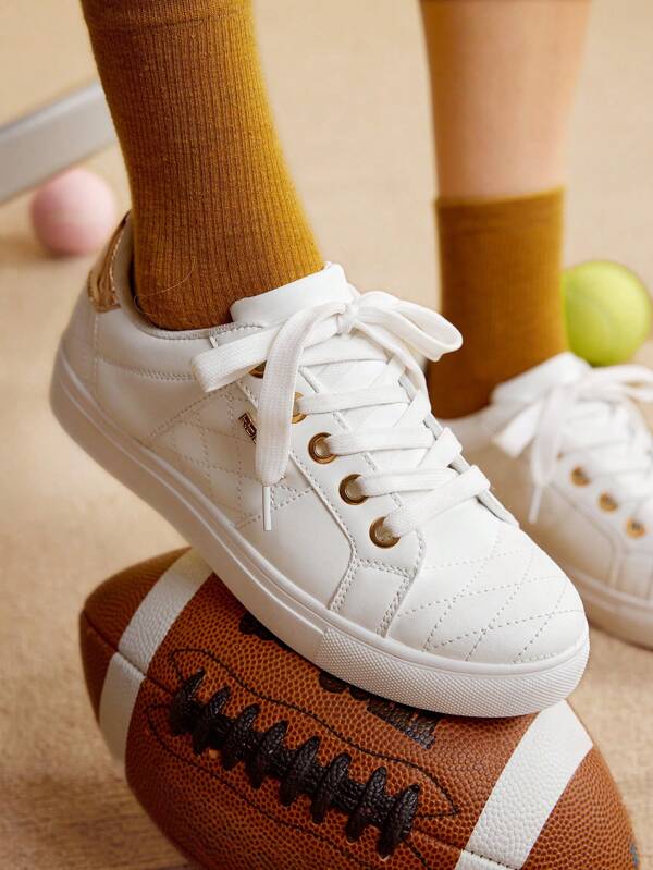 CUCCOO EASI 2024 New Spring/Autumn Fashion Versatile Simple Lemon Tie-Front Women Casual Sneakers, Black