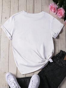 INAWLY Women's Floral & Butterfly Print Round Neck Short Sleeve Casual T-Shirt