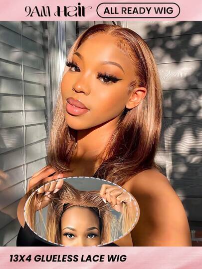 ALL READY WIG 4/30 Ombre Bob Wig Human HaIr Wigs 13x4 Glueless Wigs For Women Straight Bob Wig Human Hair Lace Front Wigs 180% Density Short Bob 12 Inch
