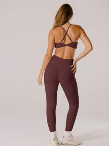 Aralina Leisurewear Active Chocolate Brown High-Rise Bottom Lift Comfy Pilates Activewear Leggings