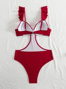 Swim Vcay 1 bộ đồ bơi một mảnh họa tiết hoa 3D đi nghỉ mát dành cho nữ - Màu Đỏ Sâu - Xem 5