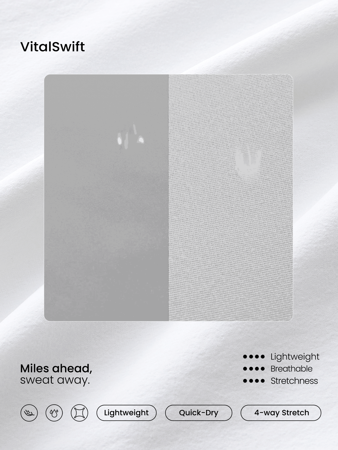 GLOWMODE 3" VitalSwift Quick-Dry Set The Pace High Slit Adjustable Drawstring Waist Shorts With Built-In Shorts Side Pockets Non-Slip Grips Medium Impact Running Jogging Training Gym Workout - White - View 6