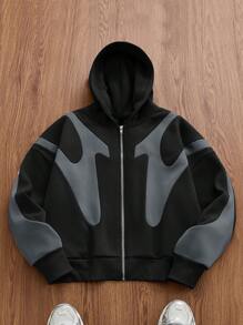 Manfinity Unisex 男士针织休闲日常宽松长袖连帽卫衣，适合上学、秋季、冬季穿着，情侣款