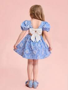 Đầm thường ngày không tay màu khối nơ phía trước cho bé gái - Rửa nhẹ - Xem 2