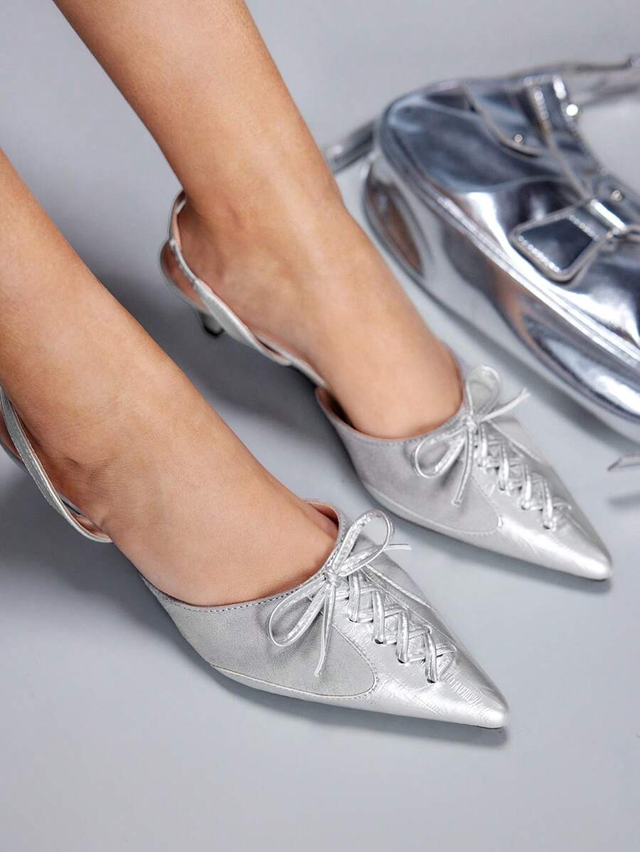 CUCCOO GRLICON Women's Y2K Punk Style High Heel Pumps, Suitable For Motorcycle, Cool Girl, Halloween, Christmas, Party Outfits - Silver - View 1