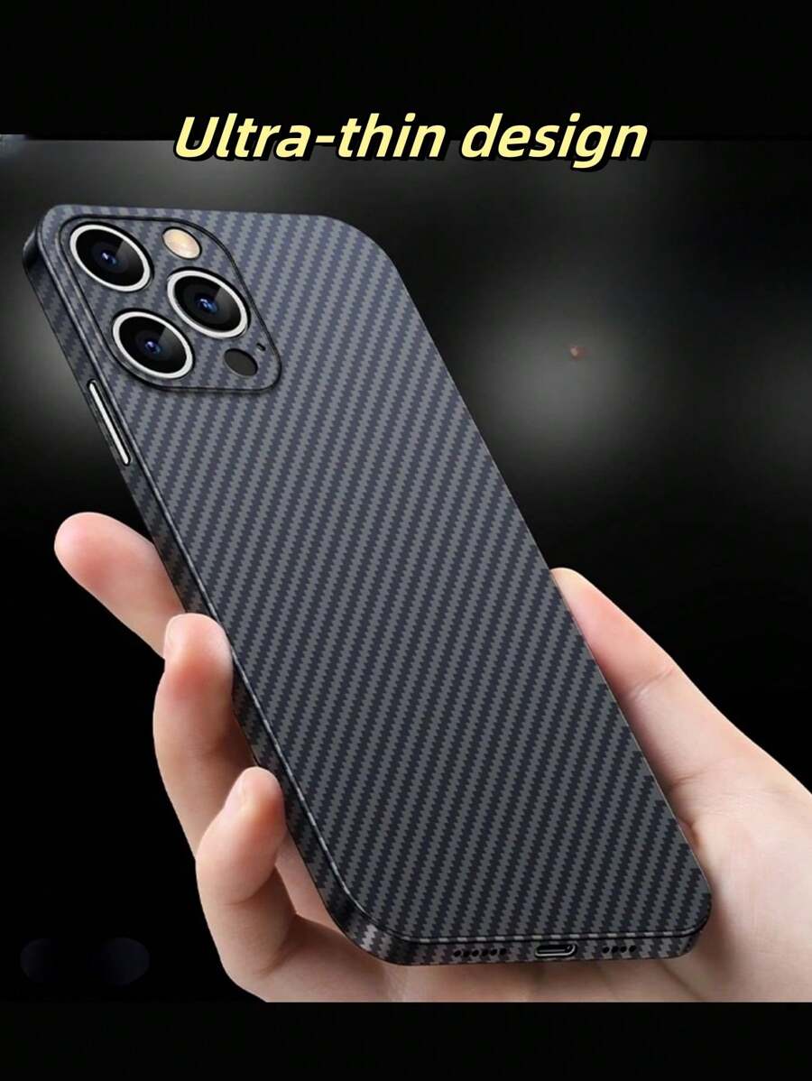 1 个 2 毫米超 PP 材质轻质手机壳，采用极简碳纤维条纹图案，时尚实用，兼容 iPhone 11/12/13/14/15/16 Pro Max - 彩色 - 查看 1