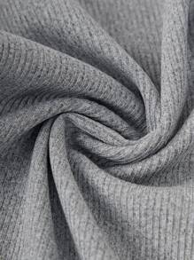 SHEIN BASICS Plus Size Solid Color Knitted Fitted Tank Top - Light Grey - View 5