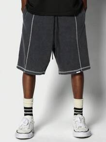 SUMWON Pantaloncino in jersey felpato con cuciture multiple e dettagli overlock - Grigio - Visualizzare 2