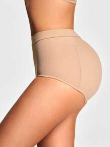 SHEIN Shape Prenda moldeadora de unicolor de talle alto sin costuras para mujer, panty