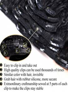 Premium Ratio Raw Human Double Drown Virgin 7Pcs Clip-In Human Hair Extensions 110g Black Jerry Curly Hair Extensions For 16 Clips Jerry Hair Extensions Curly Clip In Hair Extensions - SNatural - View 6
