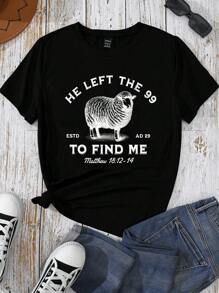 Glissea Women Jesus Left 99 Sweatshirts, The Lord Is My Shepherd Graphic Crew Neck Christian Religious Sweatshirt, He Left 99 To Save Me Printed Crew Neck T-Shirt