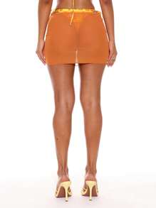 Musera Resort Low Rise Mesh Micro Mini Skirt Cover Up Summer Spring Holiday Vacation Sexy Club Ibiza Beachwear Festival Rave Nanoscopic Techno - Yellow - View 4