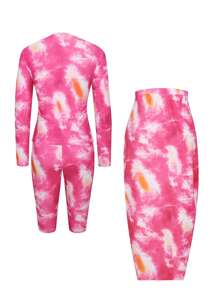 Swim Shayni 3pcs/Set Women's New Printed Long Sleeve Crop Pants And Maxi Dress Beach Cover Up Set - Multicolor - View 6