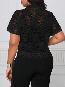 SHEIN Lady 大码情人节夹克，情人节，夏季 - 黑色 - 查看 2