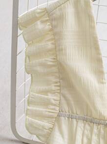 Flirla Plus Size Women Square Collar Ruffled Trim Cap Sleeve Chiffon Blouse, Sleeveless Flared Hem Shirt For Summer - White - View 4
